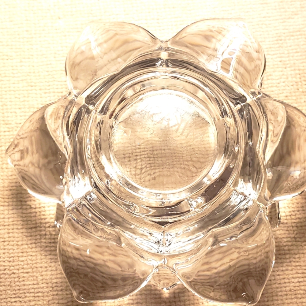 Mikasa Sparkling Crystal Lotus Votile Candle Tealight Holder Set Of 2 Heavy Crys